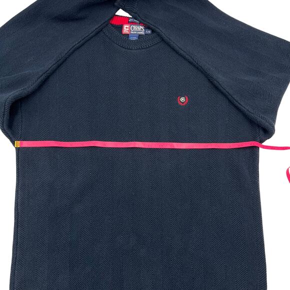 Chaps Ralph Lauren Mens Vintage 90s Navy Hand Framed Herringbone Sweater Sz L - Picture 10 of 13